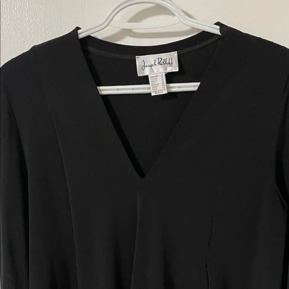 Joseph Ribkoff Black V-Neck Asymmetric Draped Tunic Size 8 - Picture 3 of 8